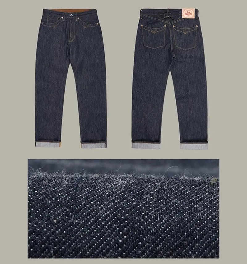Red Tornado 350 Selvedge Jeans with Pocket Stitching Designs Buckle Back 14oz Raw Denim Pants