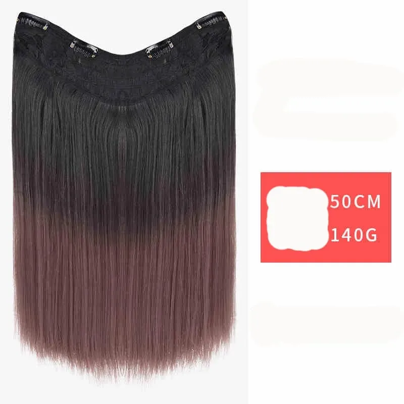 V-shaped One-Piece Synthetic 4 Clip In Hair Extensions Long Straight Hairstyle Hairpiece Colour 50CM Natural Fake Hair — image 31