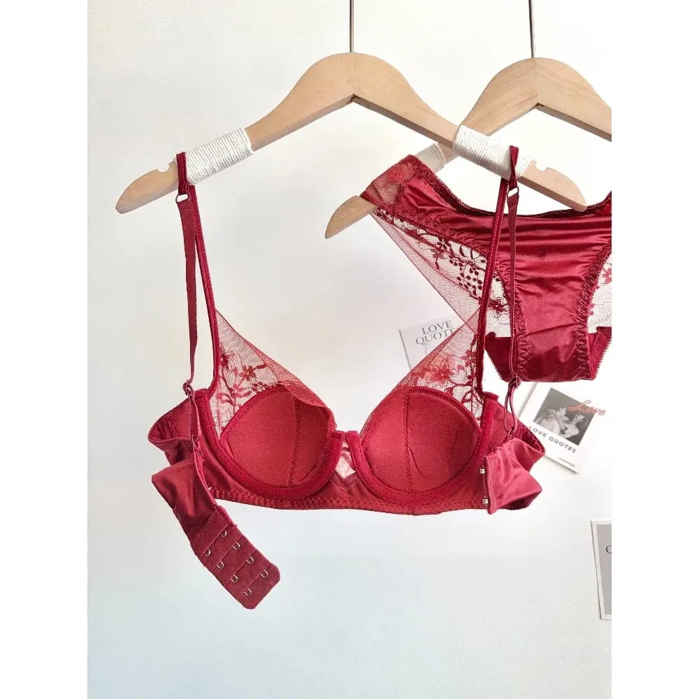 New Women Lace Bra Set Soft Underwire Thin Cup Push‑Up Comfort Intimates Lingerie Kit For Small Bust S-XL Daily Ladies Underwear — image 2