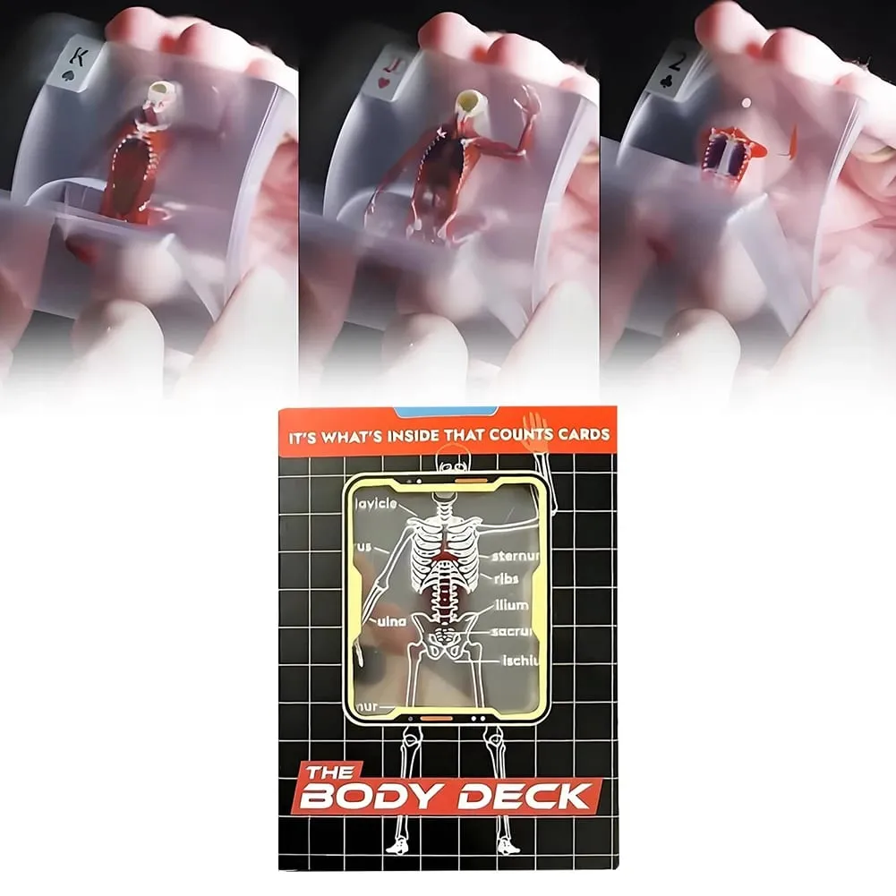 The Body Deck Cards Reusable Body Transparent Playing Cards Multi-Purpose Human Anatomy Playing Cards for Friend Gifts