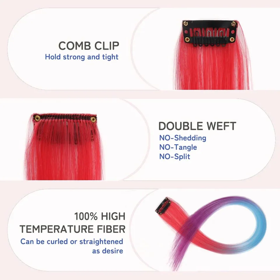 20 Inch Synthetic Multicolor Hair Extensions For Cosplay Party Y2K Style Hair Accessories Halloween Christmas — image 4