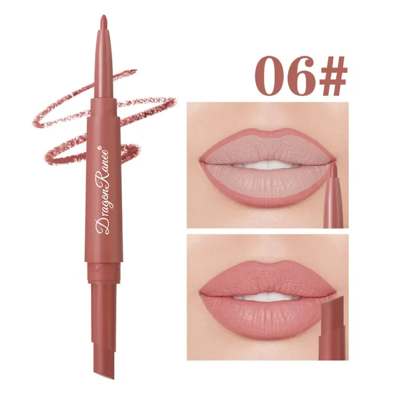 Double Head Matte Lip Liner Pencil 2 in 1 Long Lasting Waterproof Nude Red Lipstick Brighten Outline Makeup Stick — image 18