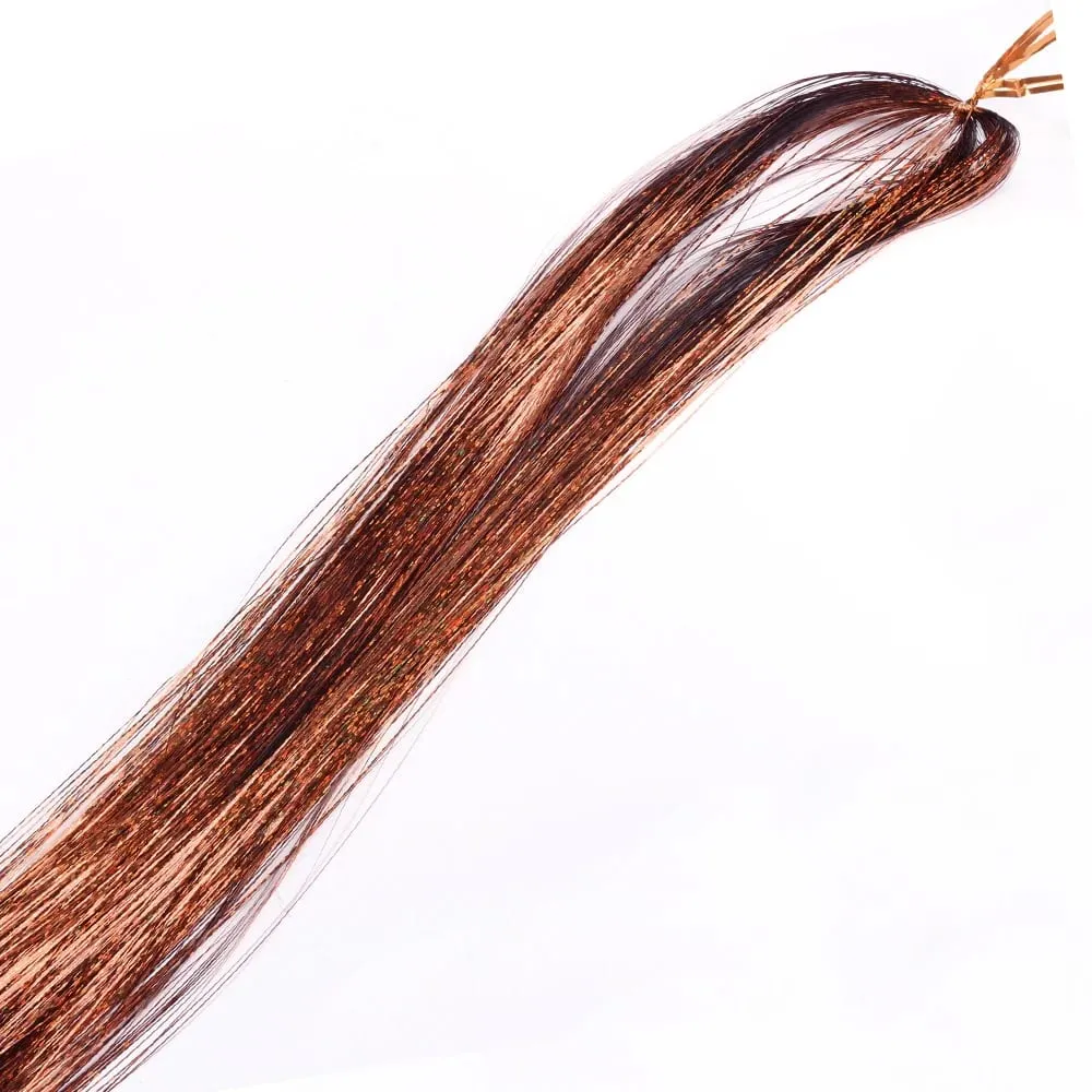 110cm Colorful Shiny Threads Glitter Hair Tinsel Kit Gold Purple Blue Silk Hair Glitter String Extensions Accessories for Women — image 13
