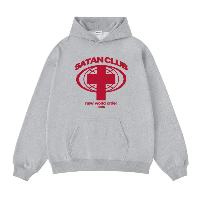 Harajuku Streetwear Oversized Men's Hooded Pullover Satan Club Graphic Print Hoodies Sweatshirts Hip Hop Aesthetic Tops Goth Y2k — image 18