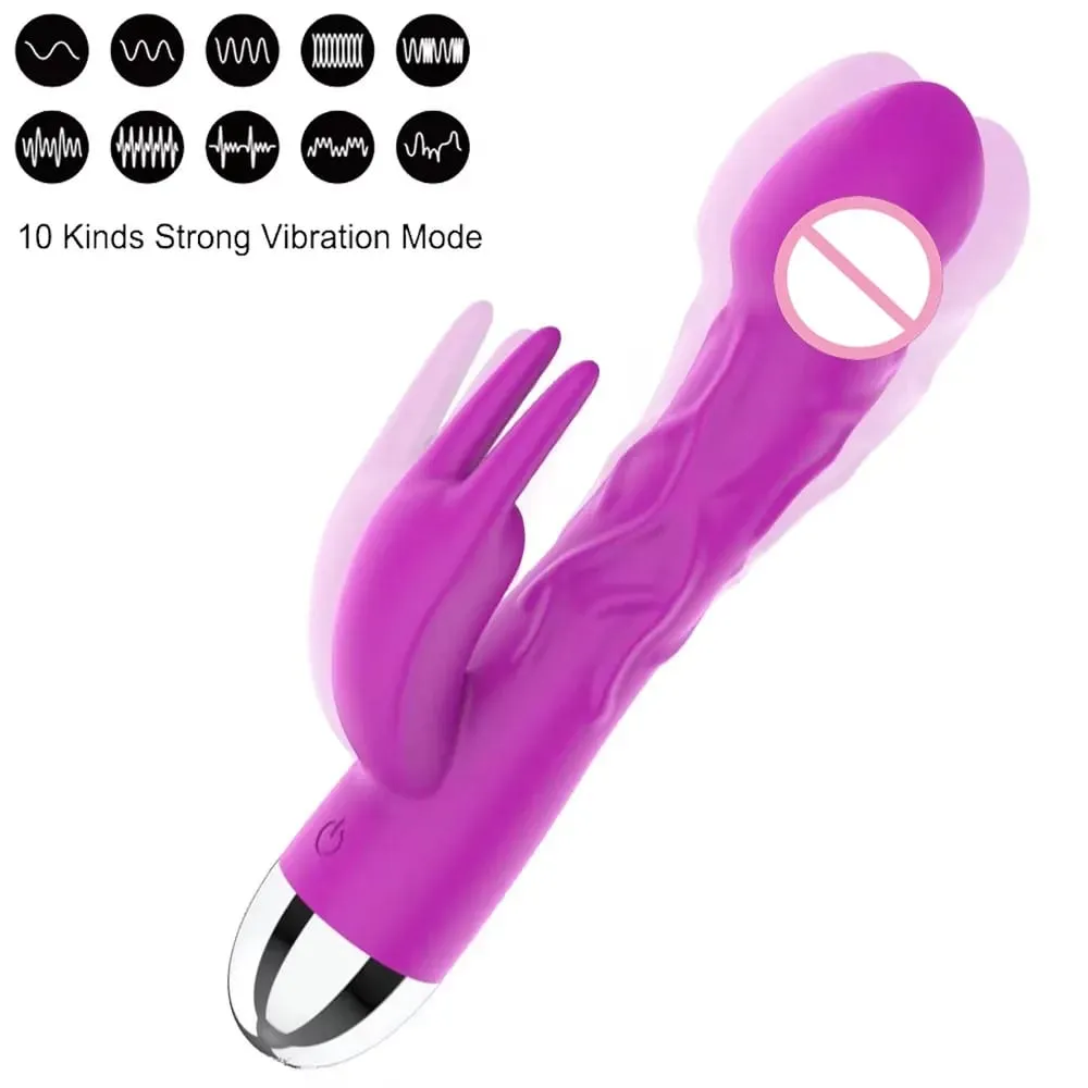 Obrovský silikonový vibrátor Dildo Rabbit pro ženy Stimulační masáž klitorisu Bodový vibrátor G 10 rychlostí Sexuální hračky pro dospělé — image 6