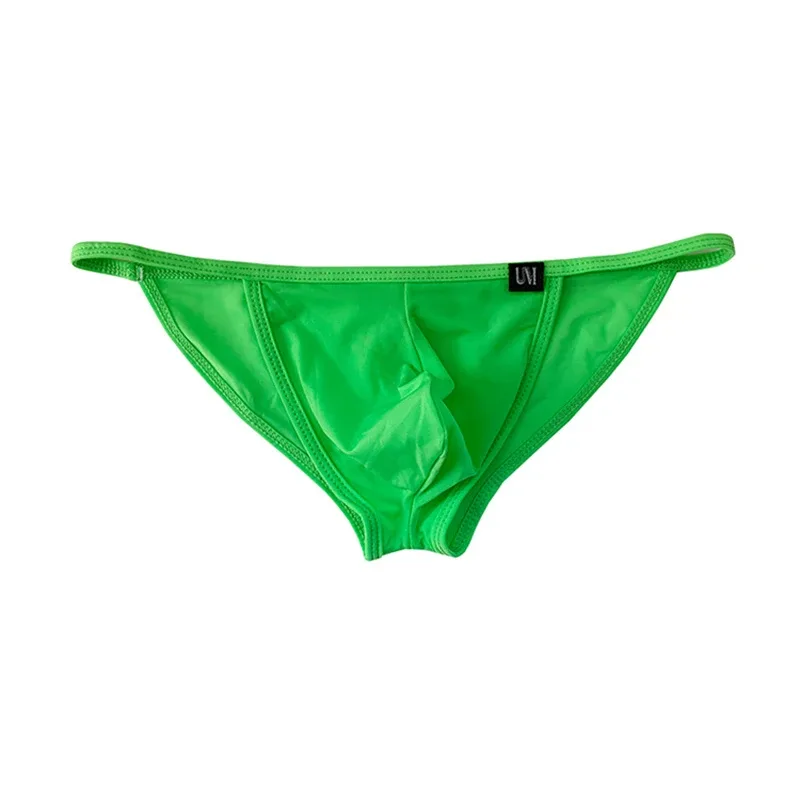 Celana Dalam Seksi Pria Celana Dalam Sutra Es Ultratipis Pakaian Dalam Bikini Belah Ganda dengan Celana Dalam Desain U-cembung Yang Dipersonalisasi Lubang