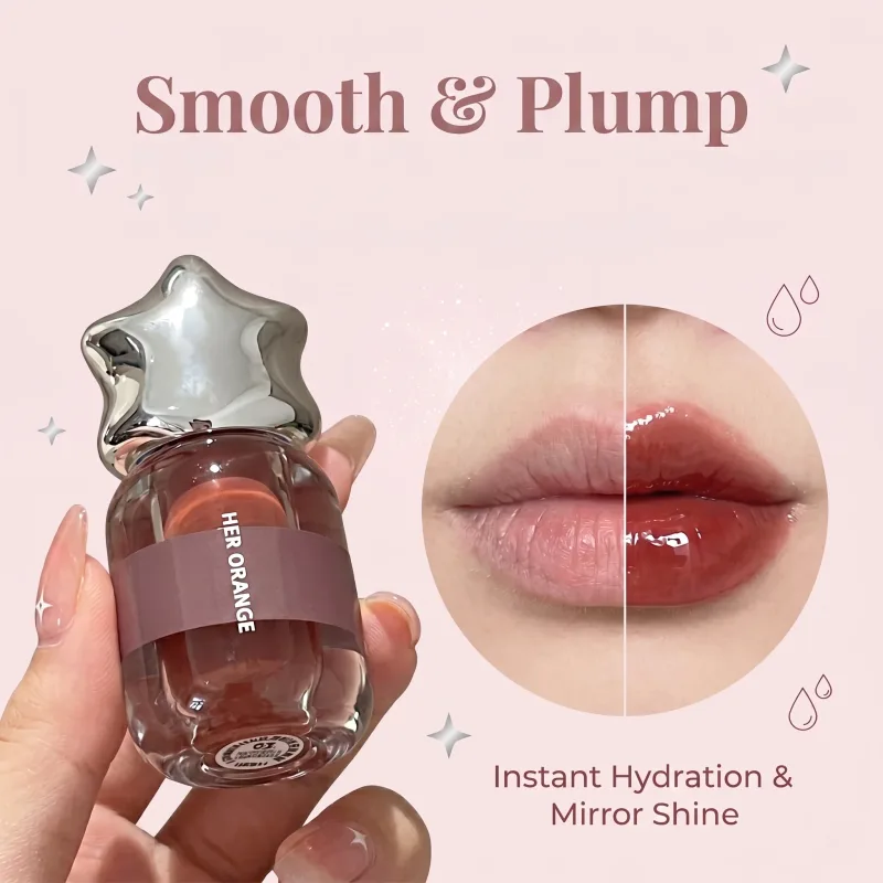 Herorange Glossy Lip Watery Mirror Finish Hydrating Sheer Lip Tint Youthful Nude Makeup — image 2