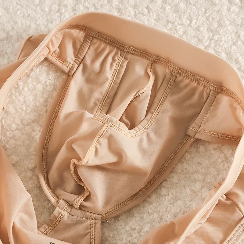 Open Front Fly Pouch Underwaer Men Scrotal Support Sports Briefs Ice Silk Breathable Underpant Bullet Separate Healthy Panties — image 7