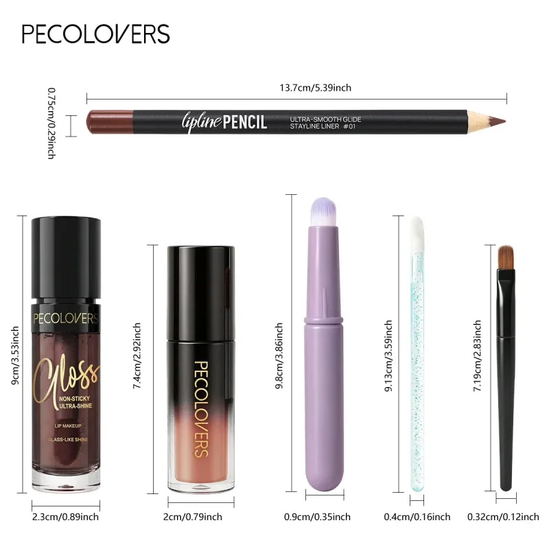 6PCS/SET Lip Makeup Set Smooth Lip Liner Glass Shine Lip Gloss & Lip Brushes Long Wear Hydrating Lip Makeup for Beginners — image 5