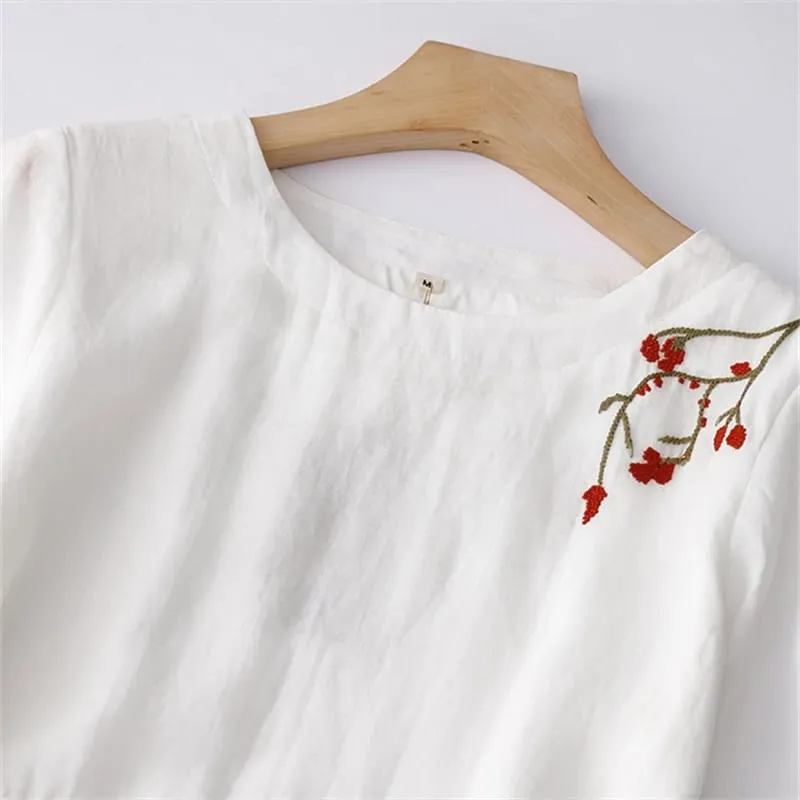 Verão vintage bordado branco vestidos longos para mulher 2026 casual respirável cor sólida vestido fino femme robe roupas elegantes