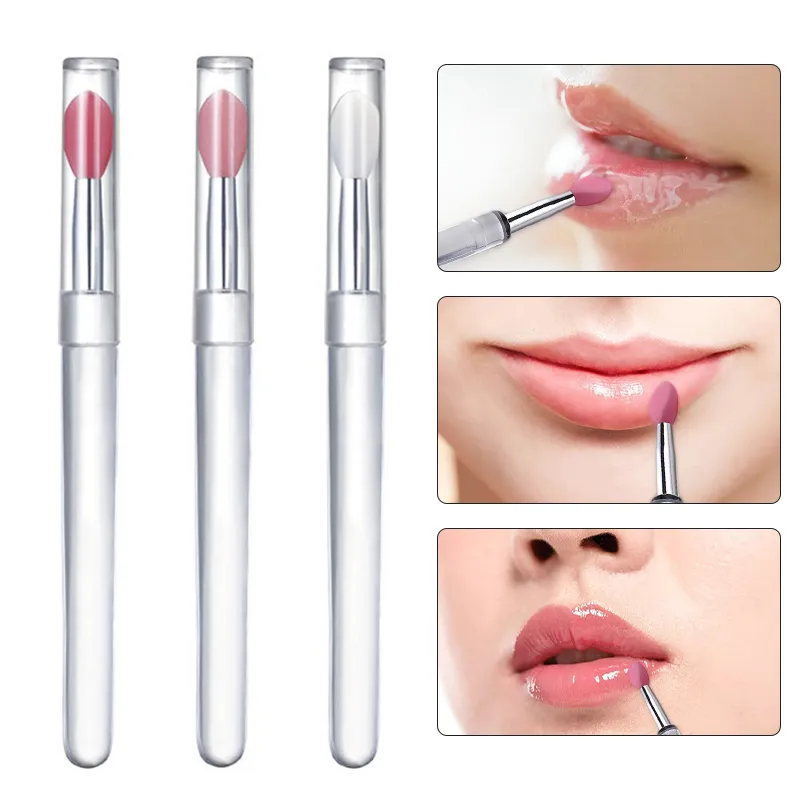 Silicone Lip Brush With Cover Soft Multifunctional Lip Mask Applicator Lipstick Lipgloss Portable Travel Makeup Brushes Reusable — image 2