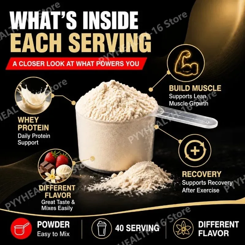 Whey Protein Powder Multiple Flavors Lean Muscle Support & Post-Workout Nutrition Easy Mix Protein 40 Servings 1kg / 35.2 Oz