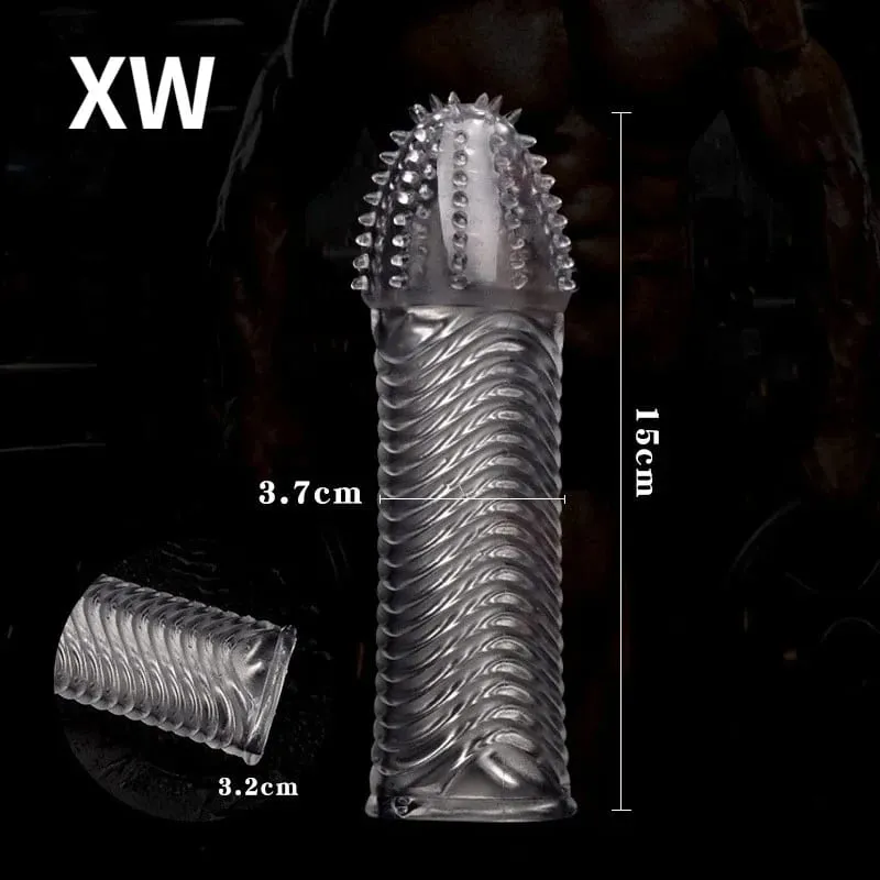 4 Types Crystal Penis Sleeve 14cm Peinis Extender Enlargement Condoms Delay Ejaculation Sex Toys for Men Sex Shop — image 4