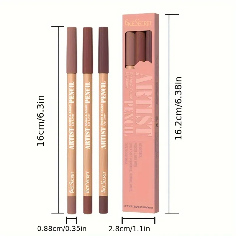 Face Secret 3pcs Set Nude Lip Liner Natural Matte Long-Lasting Waterproof High Pigmented Hook Line Lip Pencil Makeup — image 6