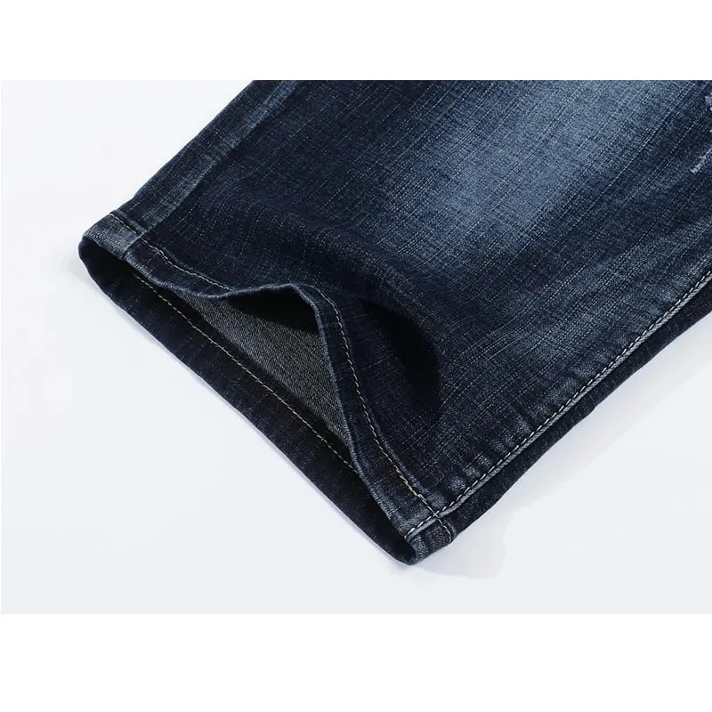 2025 Men Summer Shorts Jeans Men's Shorts Pants Dark Blue Straight Cut Denim Pants Streetwear Casual Stretch Mens Clorhing