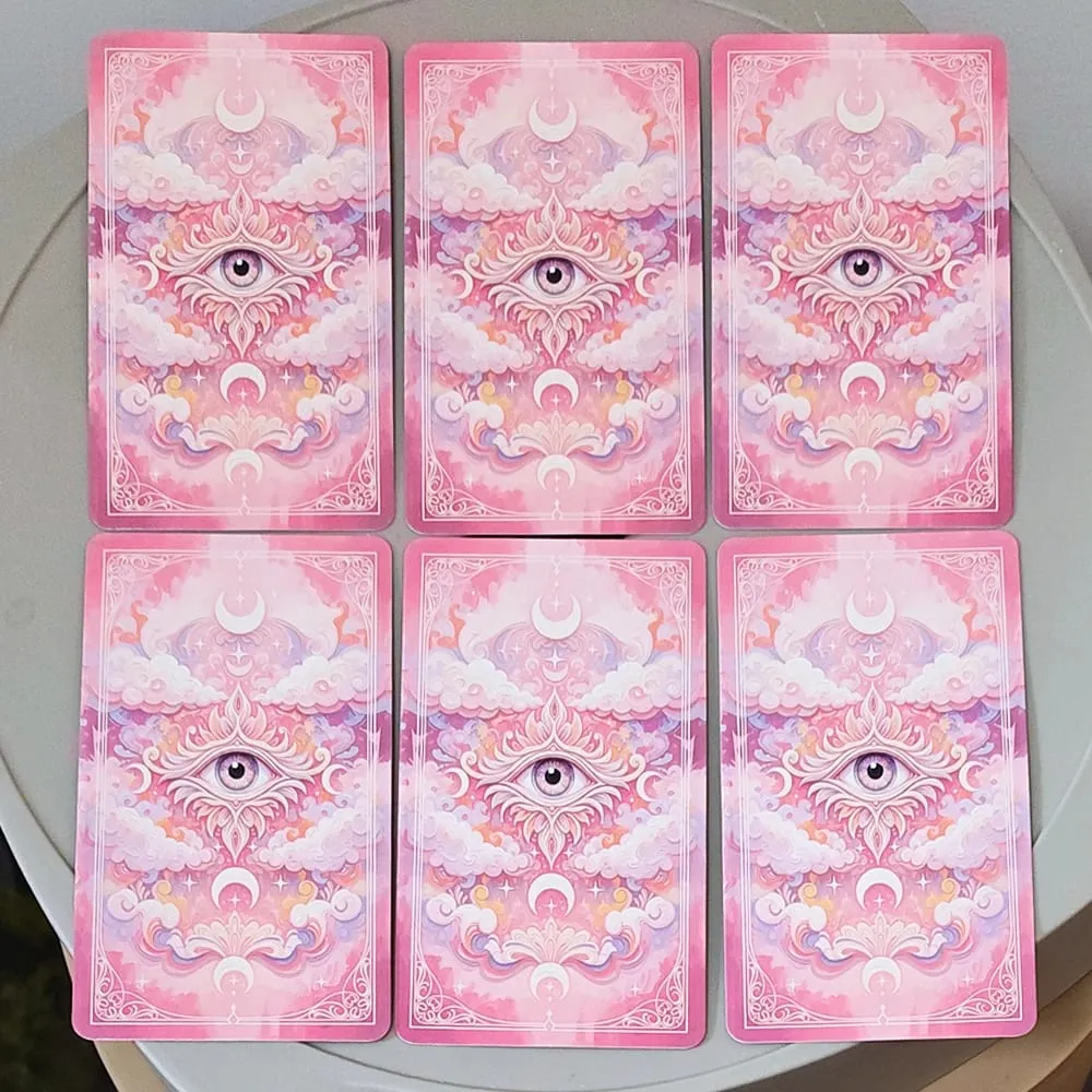 Pembe Romantik Fantezi Tarot Güverte Teneke Kutuda 11*6.2 cm 78 Kartlı Tam Güverte Talimat Kitabı Manevi Kehanet Oracle — image 5
