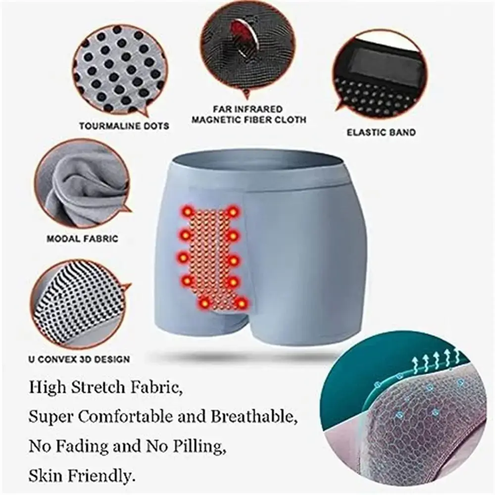 Polyester-Herrenunterwäsche, dehnbare Fasern, Magnetfeldtherapie, Herren-Boxershorts, bequeme Slips für den Freizeitgebrauch — image 5