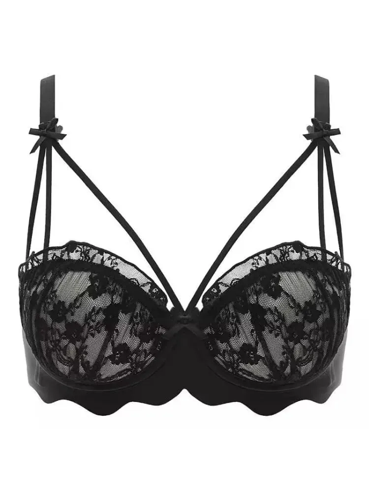 Push-up Women with Small Breasts Showing Large Flat Chest Special Thickened Breast Anti-sag Bra Cover Lace Underwear Set — image 1