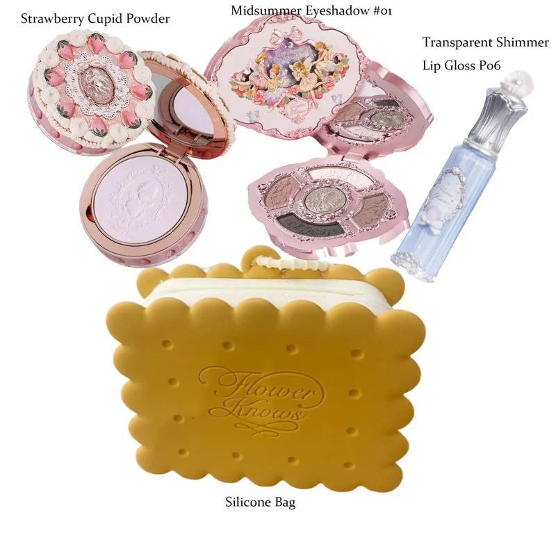 Flowerknows All In One Mackup Set Gift Box Flower Knows Glitter Eye Shadow Palette Blusher Long Lasting Gloss Lipstick With Bag — image 12