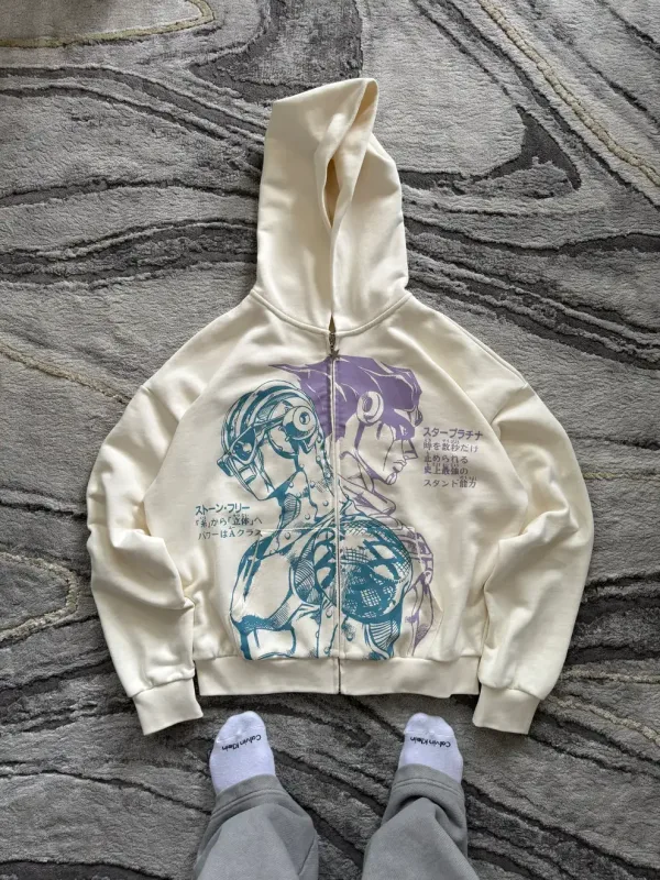 Harajuku Horror Face Hoodies Oversized Mens Womens Zipper Hoodie Hip Hop Couples Unisex Y2k Street Sweatshirt