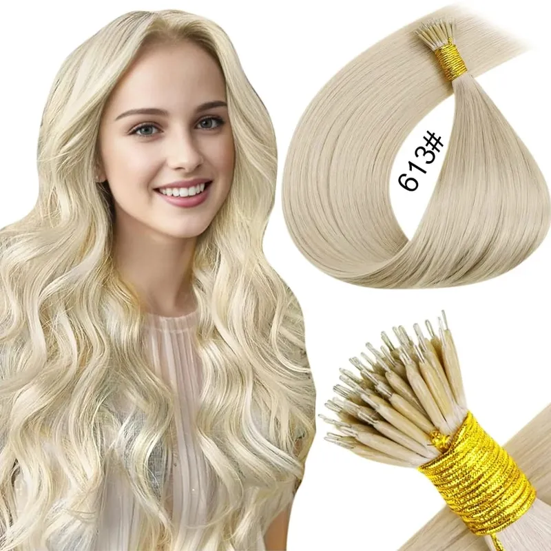 Nano Rings Hair Extension Real Human Hair Invisible Mini Silicone Beads Black Brown Blonde Microlink 100% Human Hair Extensions — image 19