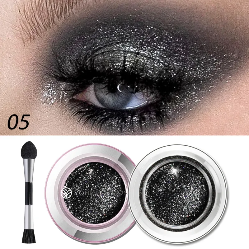 1 st Highlighter Flytande ögonskugga Vattenfast Icke-fet Långvarig Highlight & Smoky Eye Shadow med makeupborste — image 5