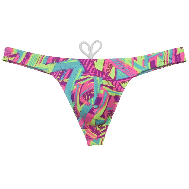 Sexy Swim Thong Men's Swimwear Bikini Briefs Drawstring Quick-dry Elastic Underwear Pouch Beach Tangas Surfing Poolside