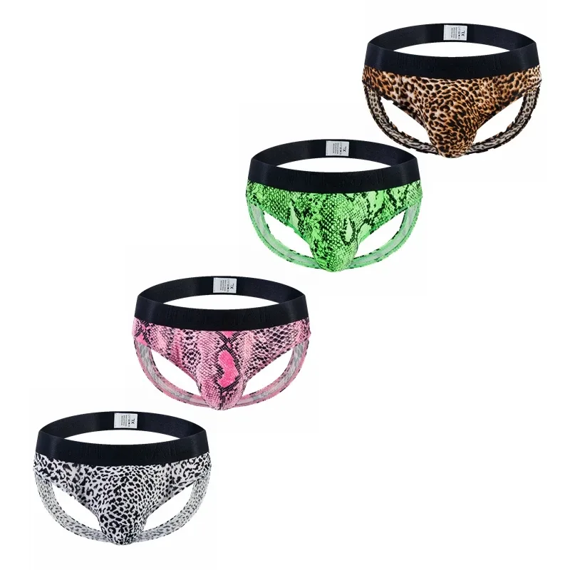 Cuecas masculinas sexy com estampa de leopardo, roupa íntima para homens, slip hombre, calzoncillos hombre, kinckers, cuecas gays