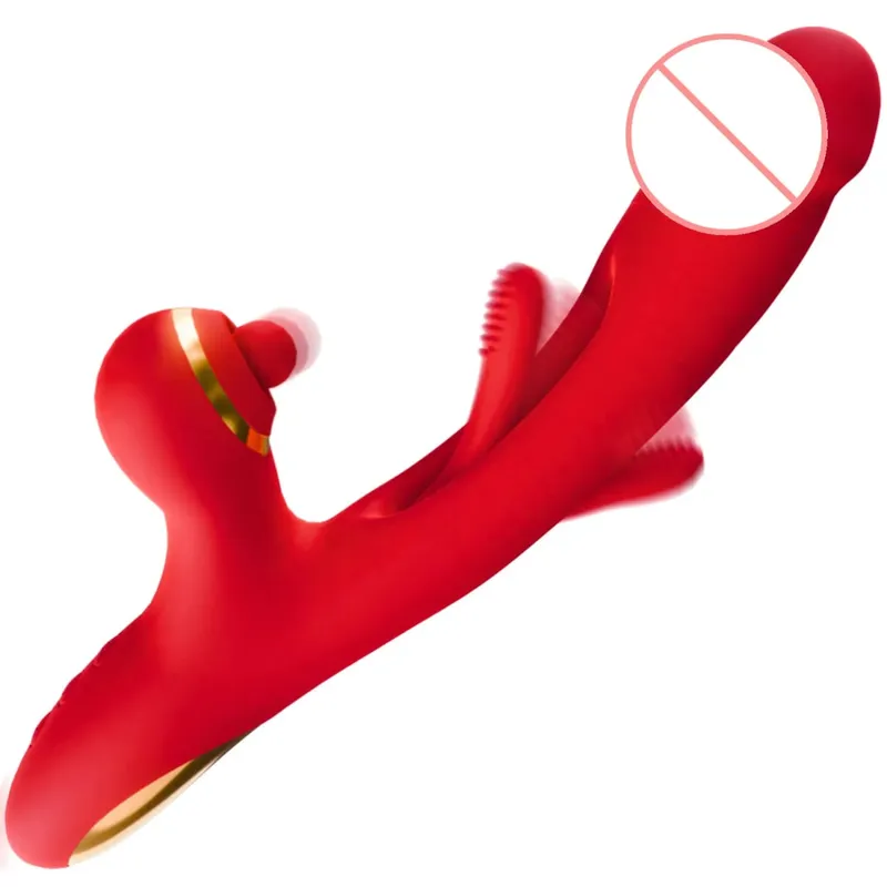 2 in 1 Powerful Tapping Flapping Female Vibrator for Clitoris Masturbation Heating Thrusting Dildo for Women Sext Toy for Adult
