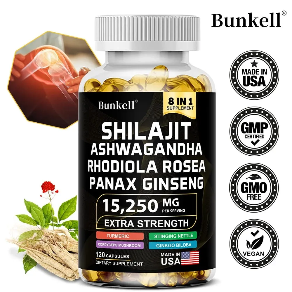 15250mg Shilajit Capsules with Ginseng Ashwagandha Turmeric Energy Supplement Muscle Mass Endurance — image 1