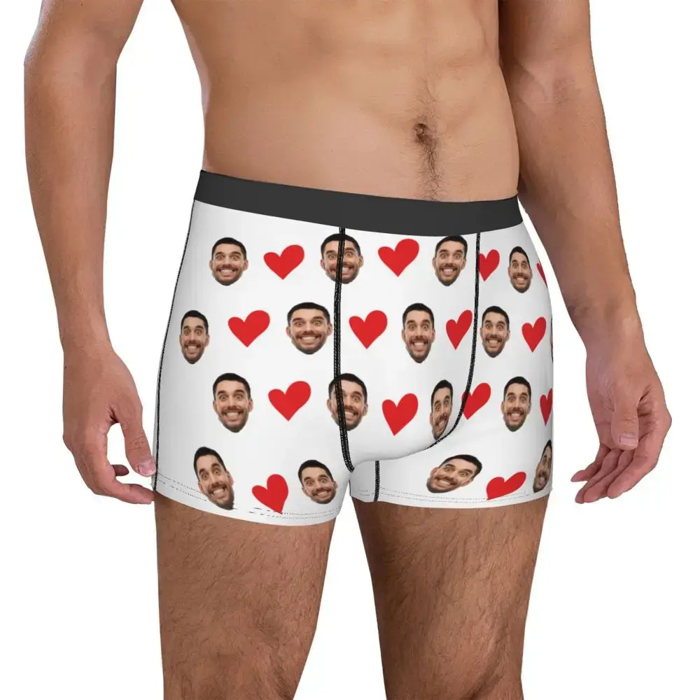 Personalized Face Photo Underwear Custom Heart Boxer Briefs Men Briefs Gift For Husband Anniversary Gift for Dad