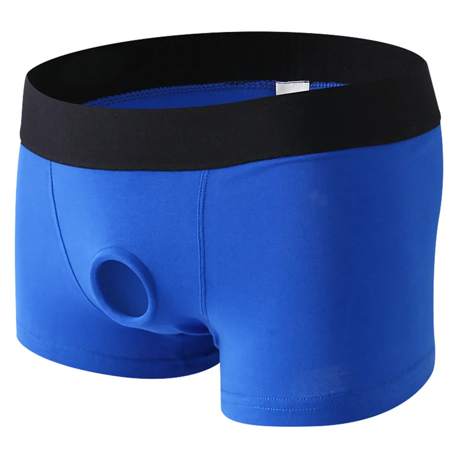 Herren-Boxershorts mit Vorderloch-Beutel, Unterwäsche, Silikon-Cockring, sexy Boxershorts, breiter Bund, Baumwollunterhose, aushöhlen, Dessous — image 1
