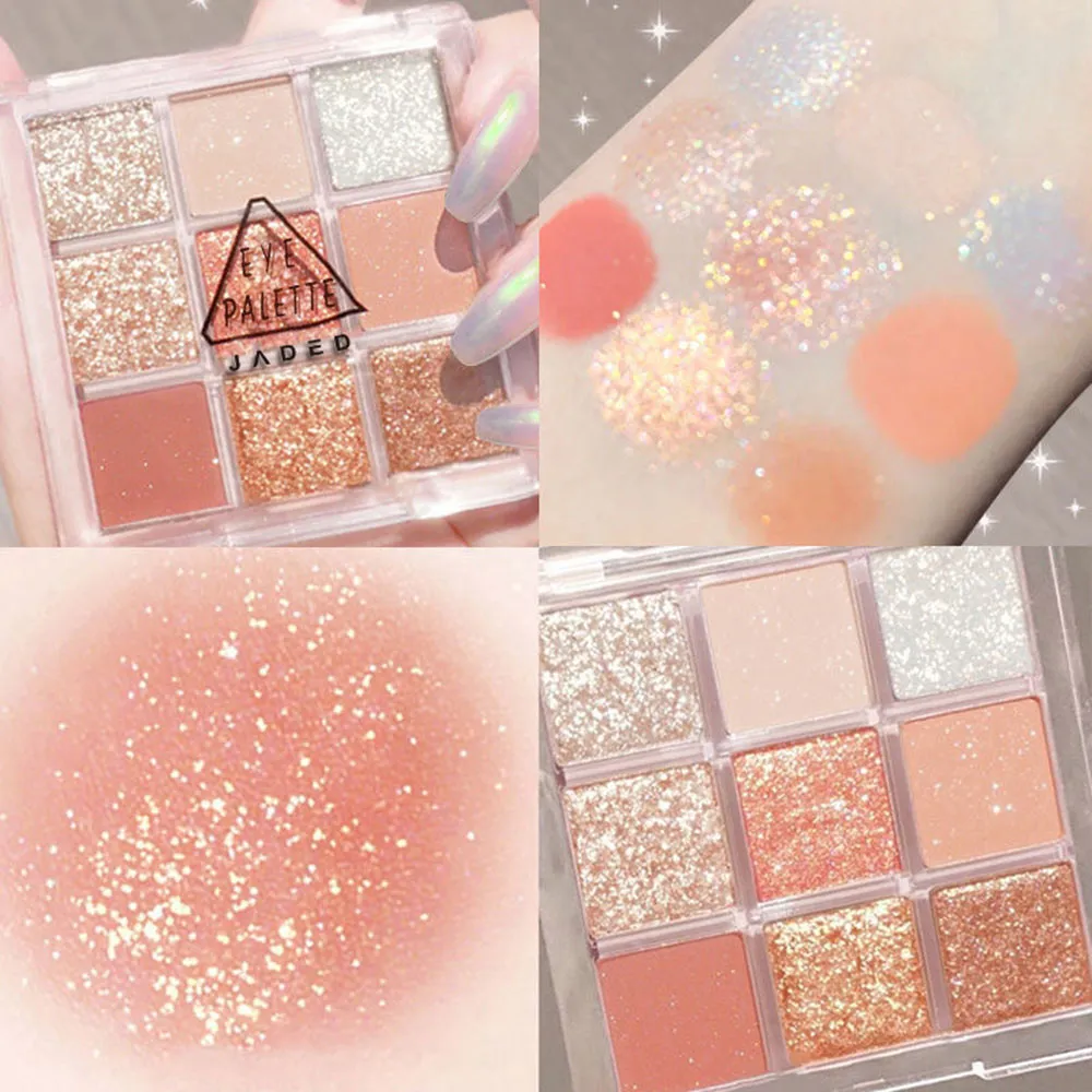 New Nine-color Eyeshadow Palette Butter Orange Brown Pearly Matte Glitter Eyeshadow Shiny Eye Shadow Long-lasting Eye Make Up — image 5