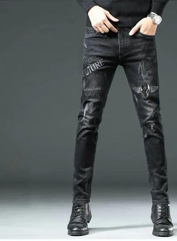 New High Quality Spring Autumn Embroidery Men Skinny Jeans Pants 90s Streetwear Cowboy Male Denim Brand Designer Hiphop trousers — image 9