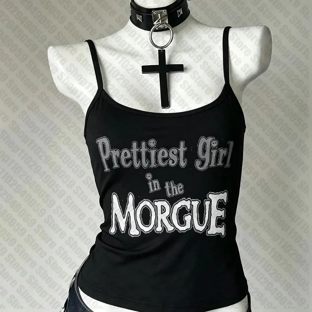 Tanques Camis Ropa gótica Mujeres Tops Kawaii Top Y2k Verano Vintage Ropa 2000s Tops con tirantes Crop Top Sexys Emo