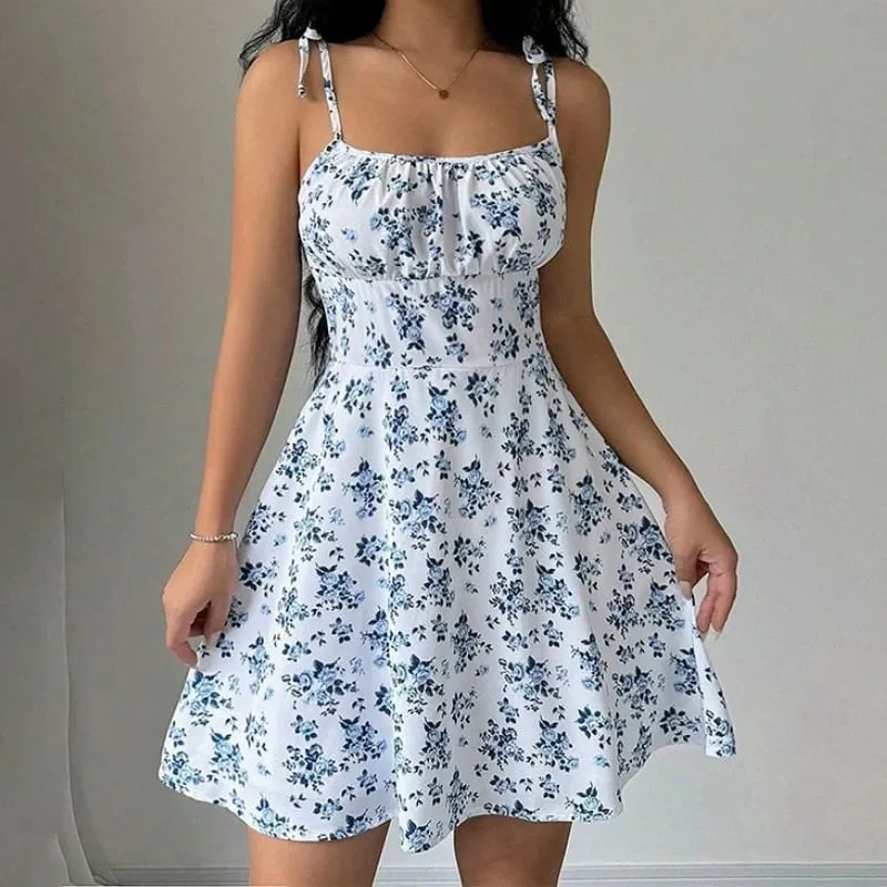 Women's Summer Floral Spaghetti Strap Beach Short Dress Womens Dresses Woman Clothing Woman Clothes Sundress New in Dress 2025 — image 1