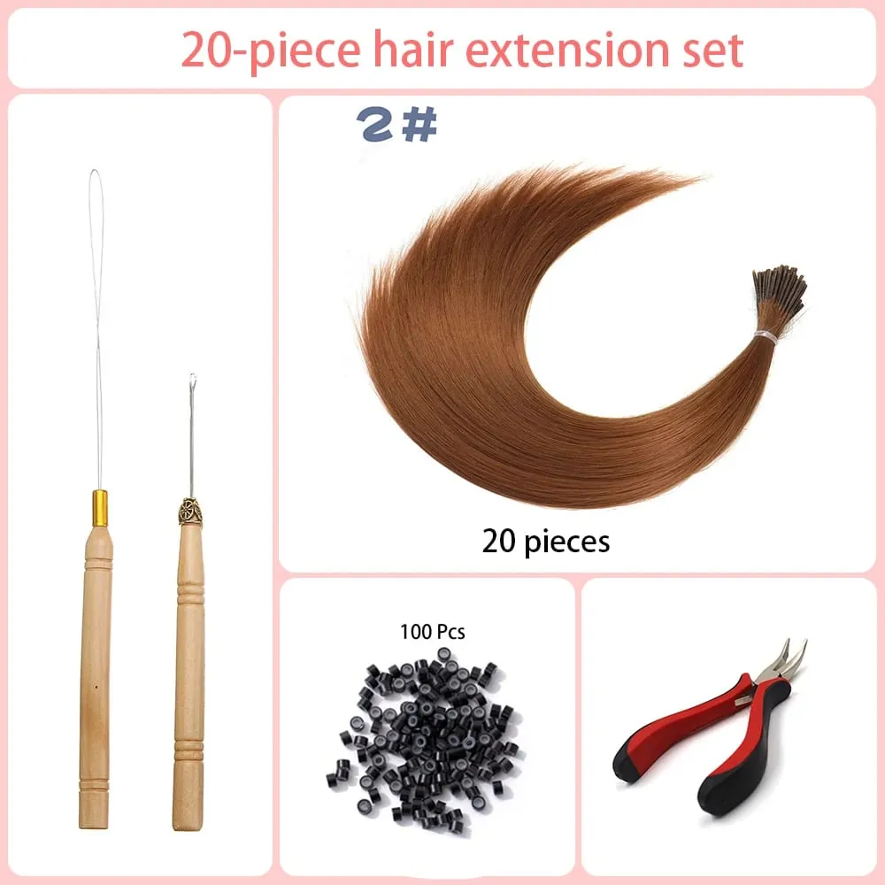 20 Strands/Pack Random Ten Colors Synthetic Colored I-Tip Stick Hair Extensions Straight Hair 16 Inch For Women High Temperature — image 10