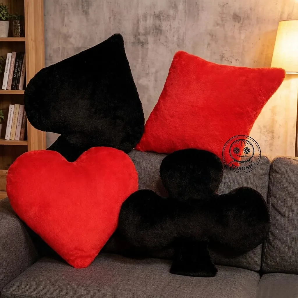 Creative Poker Card Plush Pillow Stuffed Red Heart Diamond Black Spade Club Soft Decorate For Sofa Chair Bed Man Gift — image 2