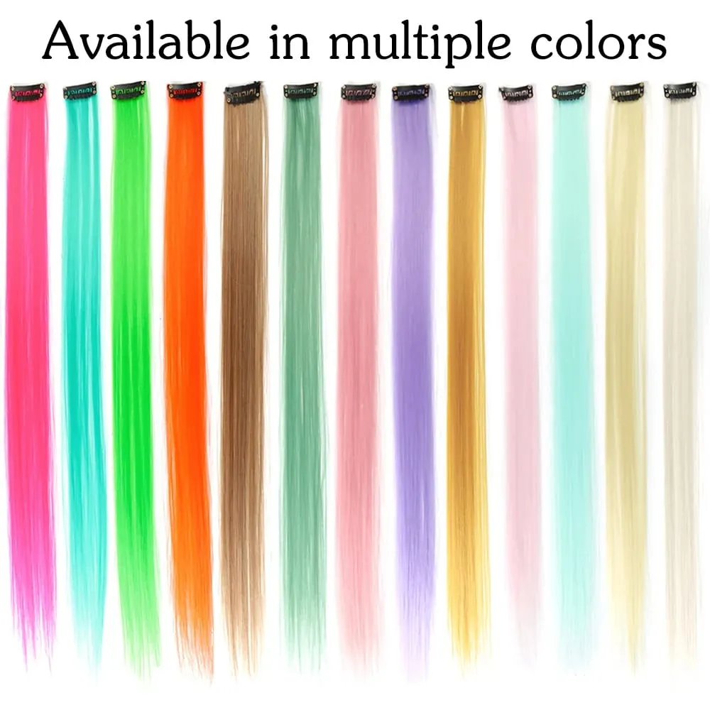 Synthetic Hair Extensions With Clips Heat Resistant Straight Hair Extensions Color Colored Black Hair Clip Womens 8G/Pcs