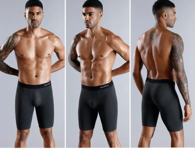 4pcs Long Boxers for Men Underwear Plus Size Men's Panties Sexy Long Leg Underpants Cotton Mens Boxer Shorts Fashion Male Trunk — image 13