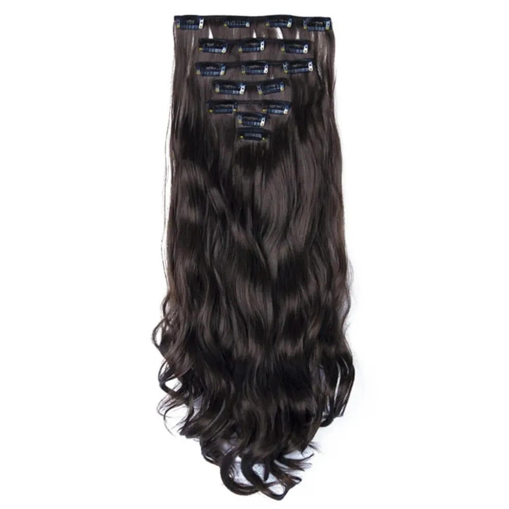 Soowee Synthetic Hair Curly Brown Blonde Clip In Grey Hair Extensions Hairpiece Fake Hair Piece for Women — image 8