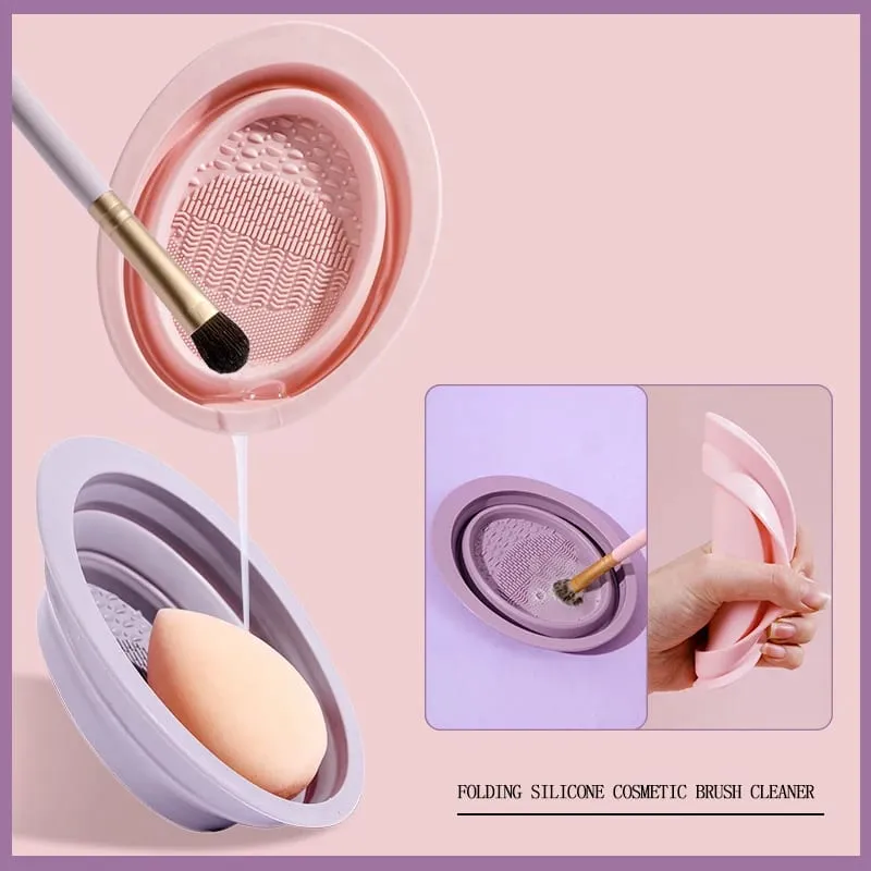 Soft Silicone Makeup Brush Cleaner Folding Powder Puff Cleaning Bowl Eyeshadow Brushes Wash Clean Mat Beauty Tools Scrubber Box — image 4