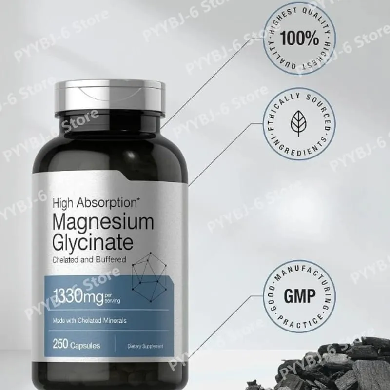 Magnesium Glycinate 1330mg (Elemental Magnesium) 250 Kapslar Kelaterade buffrade mineraler Icke-GMO glutenfritt kosttillskott — image 4