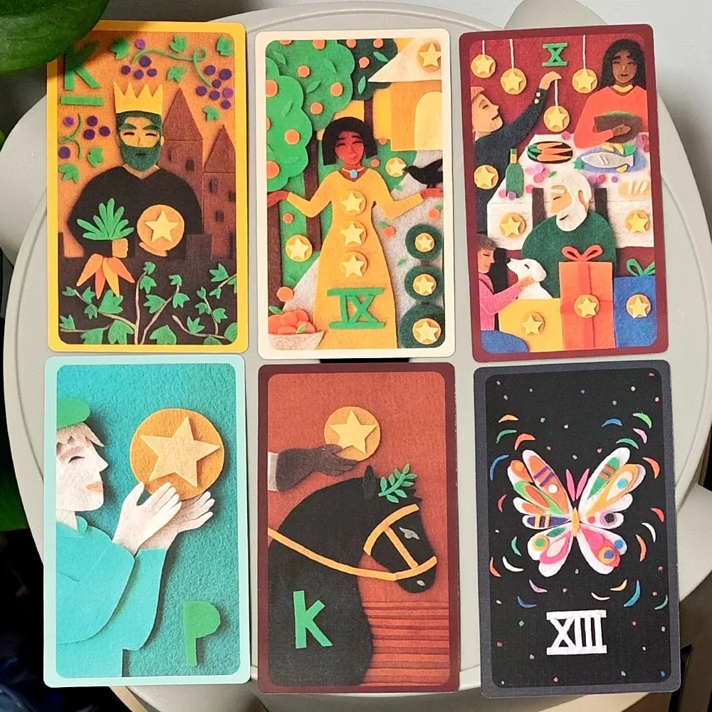 The Craft Felt Tarot 12*7 ซม. 78 ดาดฟ้าที่ไม่ซ้ำกัน Hand - Cut Felt Art Rider แปลก Divination ชุดกล่องแข็ง — image 5
