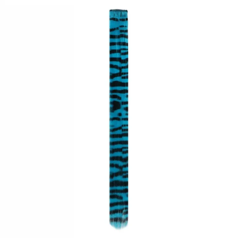 Synthetic Feather Hair Extension Piece One-card leopard Print Wig Colorful Silk Hanging Ear Dyed long Straight Hair Cushion — image 14