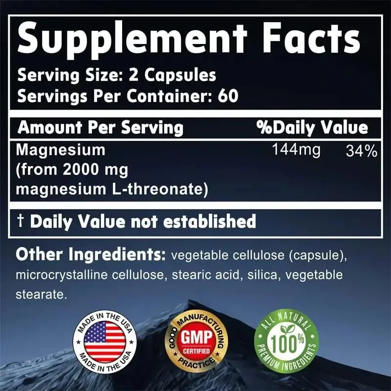 Magnesium L-Threonate Supplement – Promotes Brain Health and Enhances Memory Boosts Nerve Energy Sleep Support Cognition — image 3