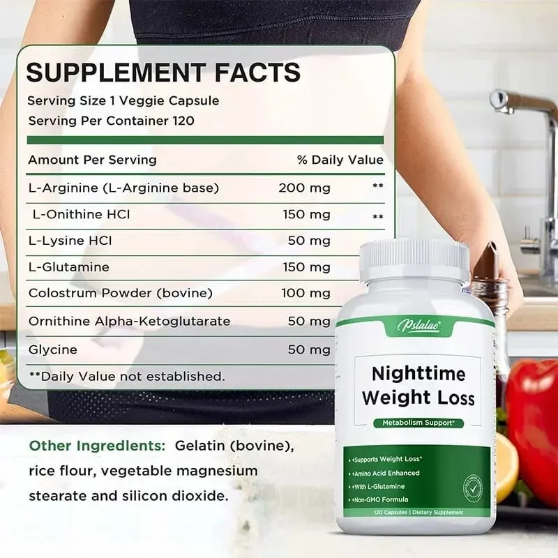 Nighttime Weight Loss Supplements - Appetite Suppressant Burns Fat Improves Digestion Promotes Sleep and Relaxation — image 2