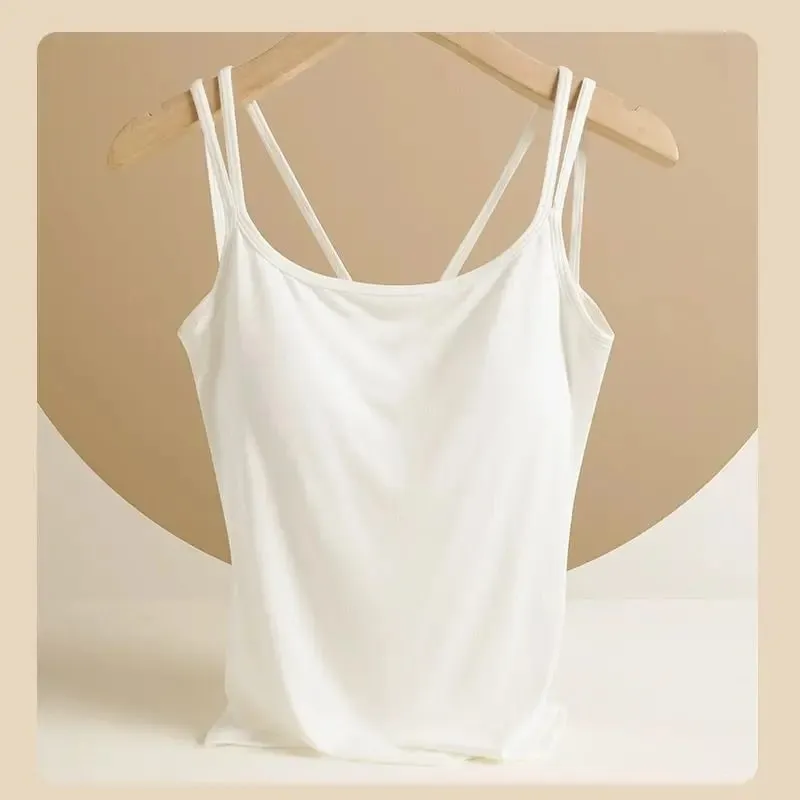 For 40-100kg Modal Camisole Top Plus Size with Chest Pad Integrated Suspenders Vest for Women Base Underwear Tank Top