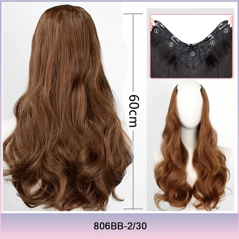 Part Synthetic Clip In Hair Extension Long Thick Curly Natural Blonde Flase Hair Hairpieces For Women Heat Resistant — image 9
