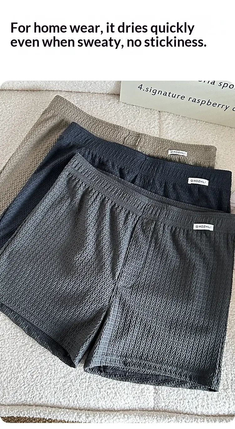 Celana Pendek Boxer Jacquard Sutra Es Pria Baru, Longgar dan Bernapas, Ukuran Besar, Potongan Persegi, Pakaian Dalam Pria Sederhana Kasual Rumah
